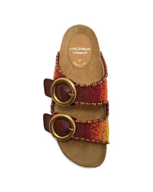 Maliparmi Brown Double-Strap Sandals
