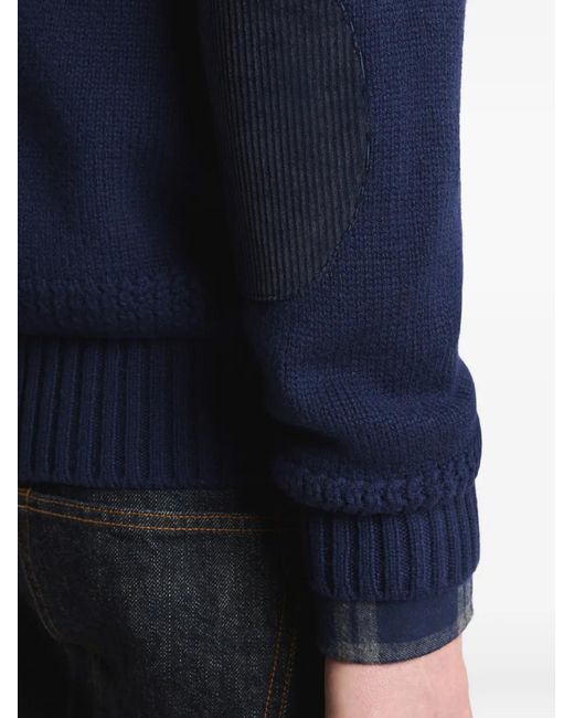 Fay Blue Zip Ribbed Sweater for men