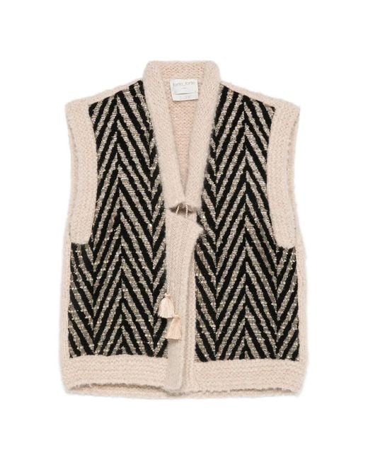Forte_forte Black Chevron-Pattern Tassel-Detail Jacket