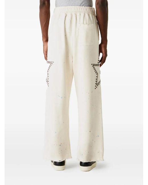 Satoshi Nakamoto White Star-Studded Track Pants for men