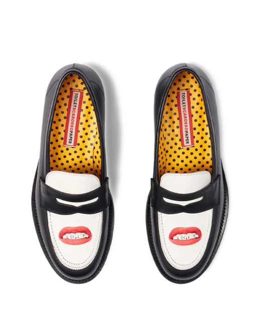 Scarosso Black Print-Motif Loafers