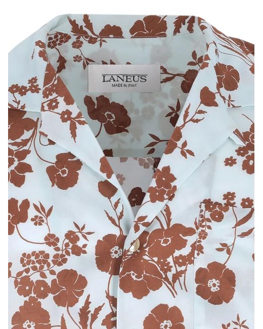 Laneus Blue Floral-Print Shirt
