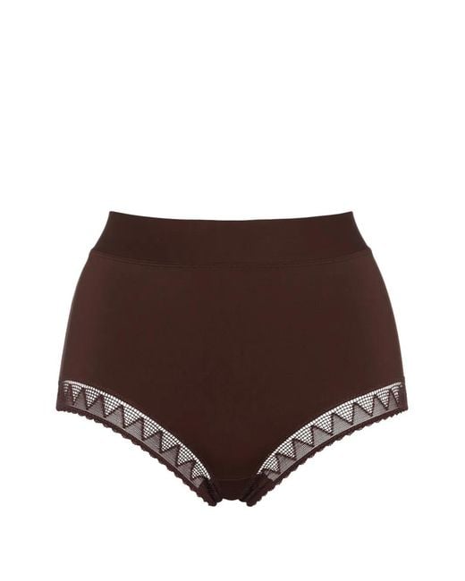 Eres Brown Stillness Lace-Trim Briefs