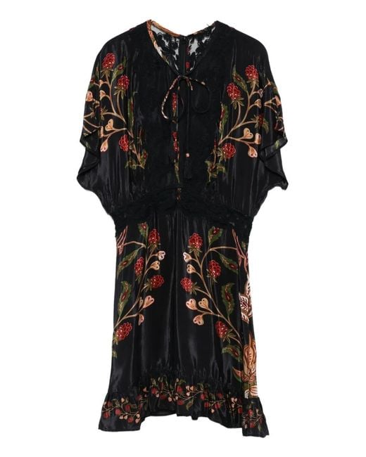 farm rio black river creatures mini dress Berry Garden in inspired floral embroidery in