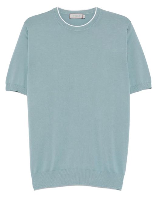 Canali Blue Cotton T-Shirt for men
