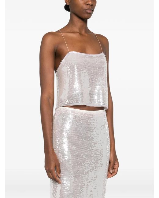 Forte_forte White Sequin Strap Top