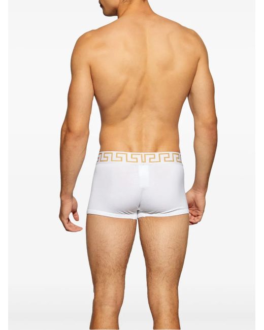 Lot De Trois Boxers Greca En Coton Stretch Versace pour homme en coloris White