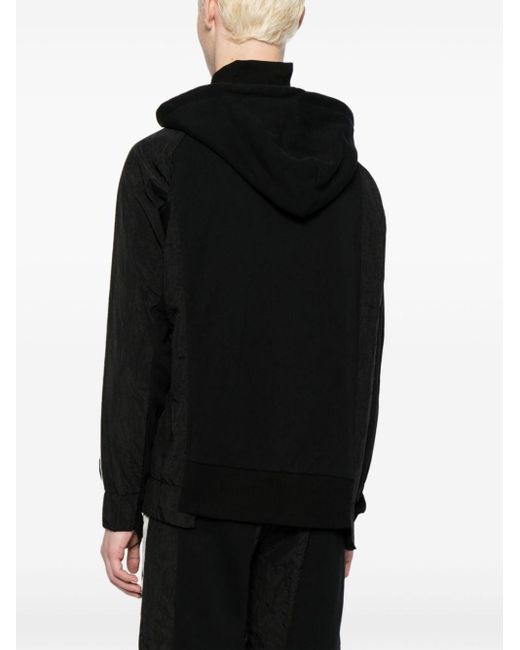 Mostly Heard Rarely Seen Black Track Asymmetric Panelled Hoodie for men