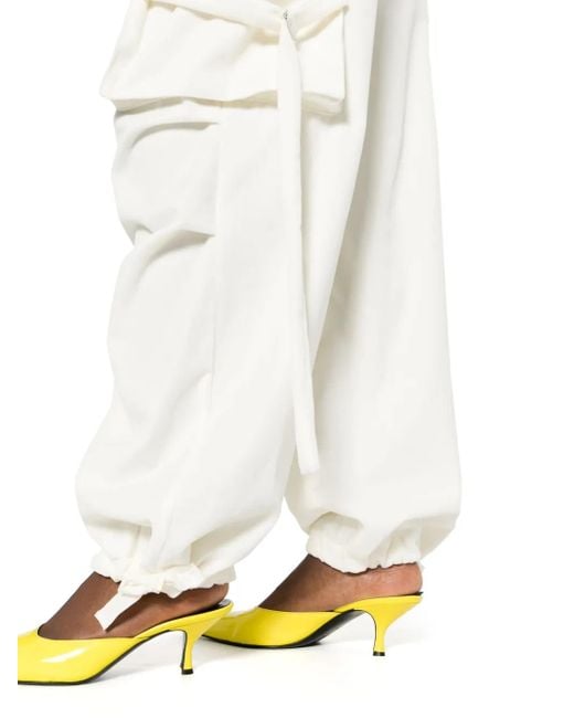 MSGM White Cargohose Mit Weitem Bein