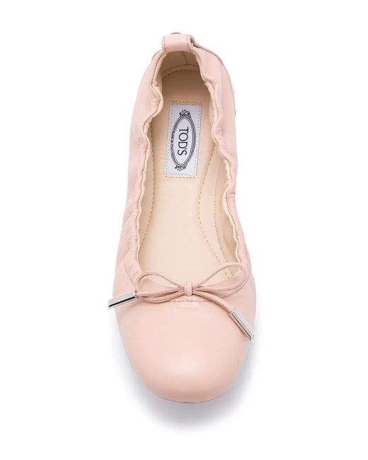 Tod's Pink Leather Ballerina Flats