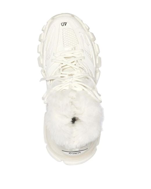 Balenciaga Natural Track Hike Fur-Fur Sneaker Boots