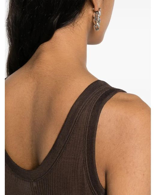 Lemaire Brown Ribbed Trim Tank Top