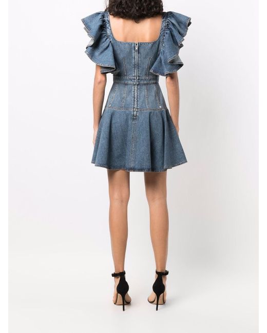 Denim dress with ruffle sleeves Outlet