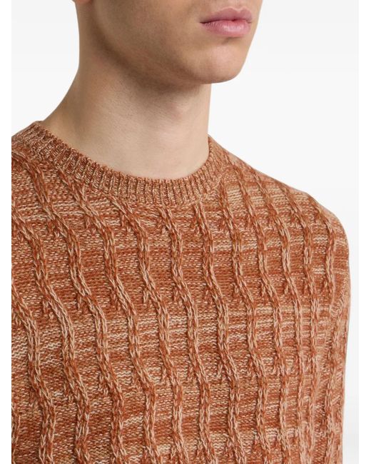 Etro Brown Cable-Knit Cashmere Sweater for men