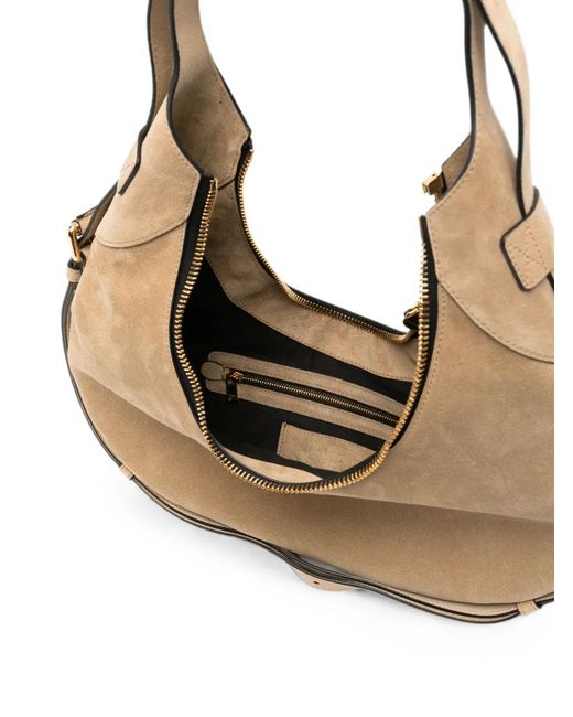 Moschino Natural Crescent-Shape Shoulder Bag