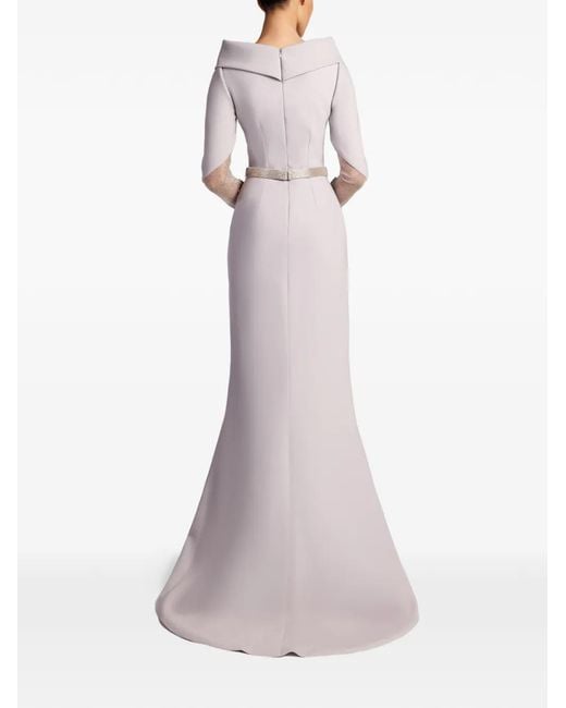Gatti Nolli by Marwan White Off-The-Shoulder Mermaid Side-Slit Gown