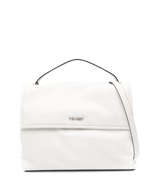 Twin Set White Logo-lettering Tote Bag