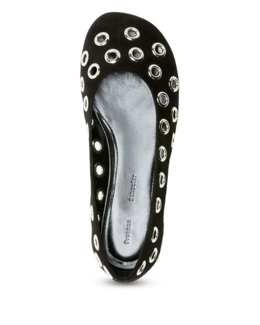 Proenza Schouler Black Metal-Eyelet Detailing Ballerinas