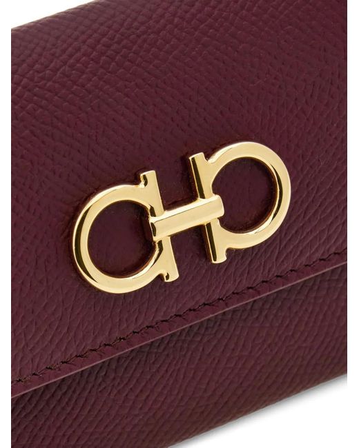 Ferragamo Purple Gancini Credit Card Holder