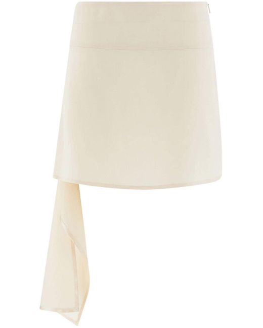Ferragamo White Asymmetric Satin Miniskirt