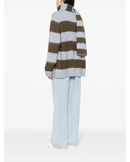 B+ AB Gray Stripe-Pattern V-Neck Jumper