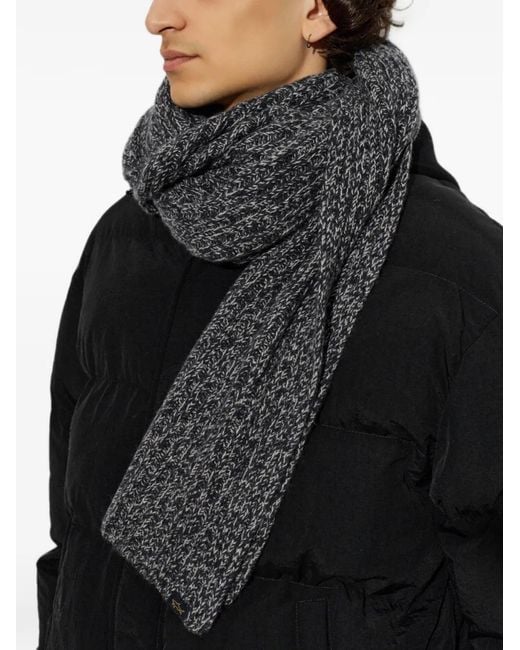 Paul & Shark Black Logo-Patch Scarf