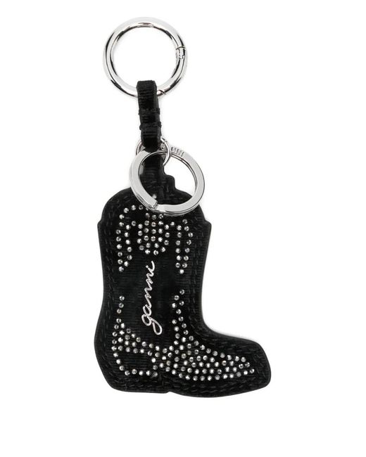 Ganni White Western Boot Keyring