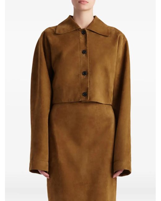 Khaite Brown Sue Suede Cropped Jacket
