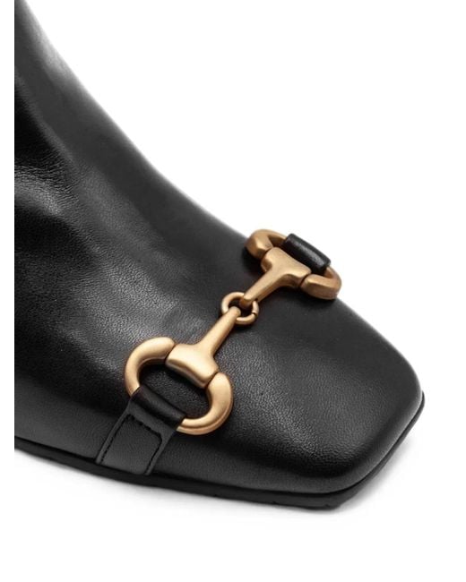 Mara Bini Black Horsebit-Detail Leather Ankle Boots