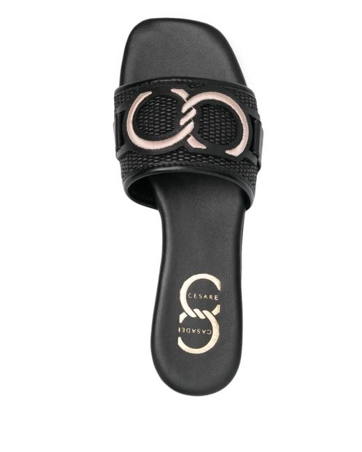 Casadei Black Sandalen Mit Logo-Patch