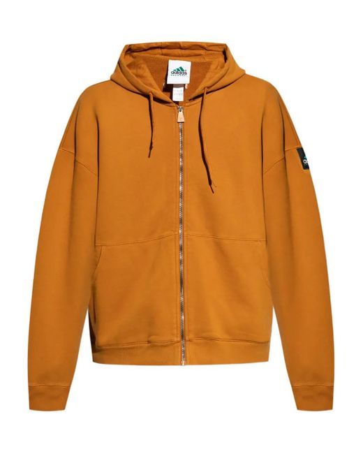 Adidas Orange Logo-Appliqué Zip-Up Hoodie for men