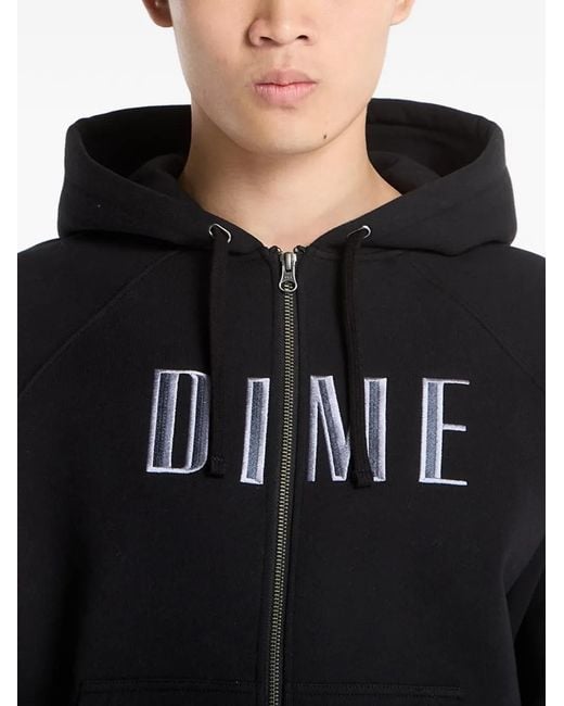 Dime Black Hoodie Zippé À Logo Brodé