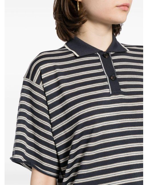 Brunello Cucinelli Black Striped Intarsia-knit Polo Shirt