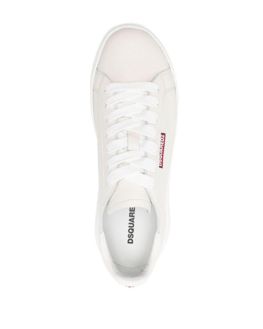 DSquared² White Logo-tag Leather Sneakers for men
