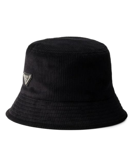 Prada Black Corduroy Bucket Hat for men