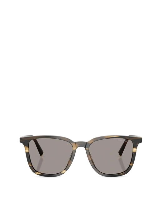 Miu Miu Gray Square-Frame Striped Sunglasses