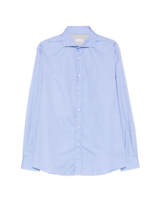 Brunello Cucinelli Blue Long-Sleeve Shirt for men