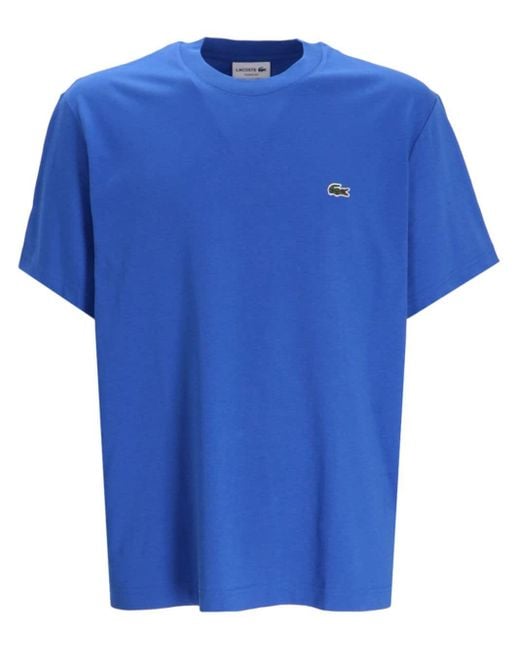 Lacoste Blue Logo-embroidered Cotton T-shirt for men