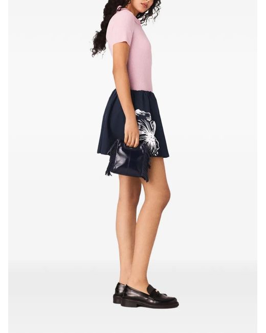 Maje Blue Short Cotton Skirt