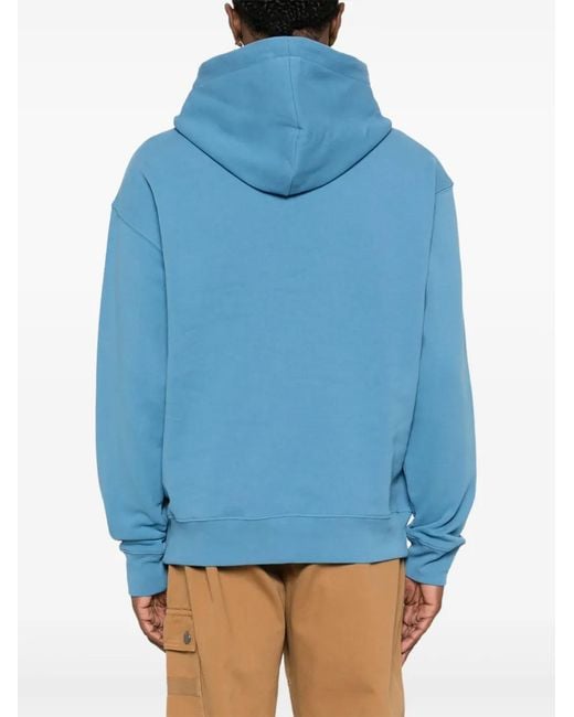 Moschino Blue Logo-Embroidered Cotton Hoodie for men