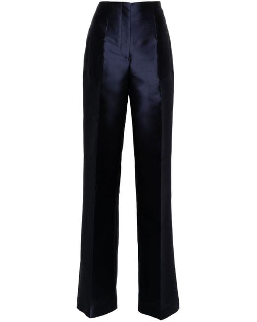 Alberta Ferretti Blue Mikado Wide-leg Trousers