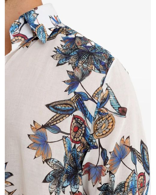 Amir Slama Blue Floral-Print Shirt for men