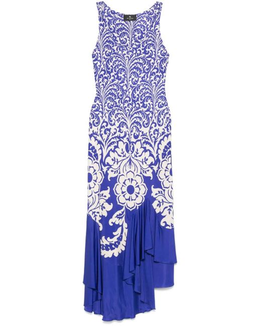Etro Blue Asymmetrical Cut Dress