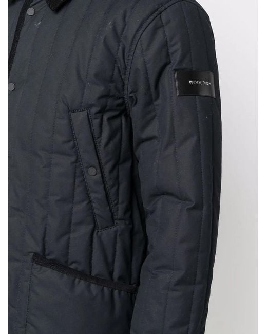 Woolrich Blue X British Millerain Barrier Quilted Shirt Jacket for men
