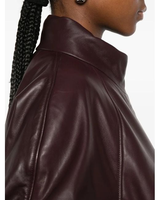 IRO Brown Raglan-Sleeve Leather Jacket