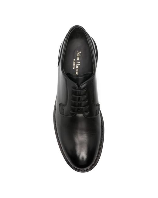 JOHN HARRISON Black Lace-Up Leather Derby Shoes for men