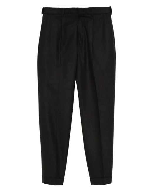 Cellar Door Black Pleated-Cuff Trousers for men