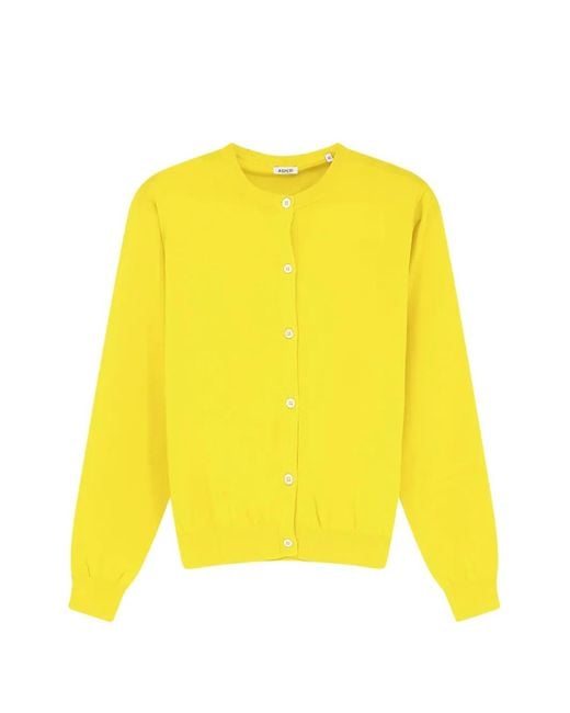 Aspesi Yellow Button-Up Ribbed-Trim Cardigan