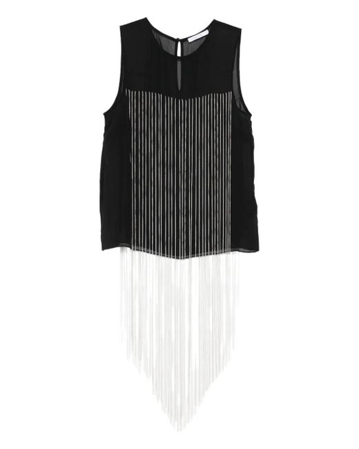 Patrizia Pepe シアーパネル フリンジ トップ Black