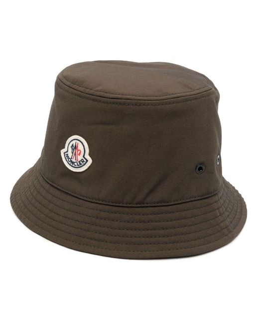 Moncler Cotton Logo Patch Bucket Hat in Green | Lyst